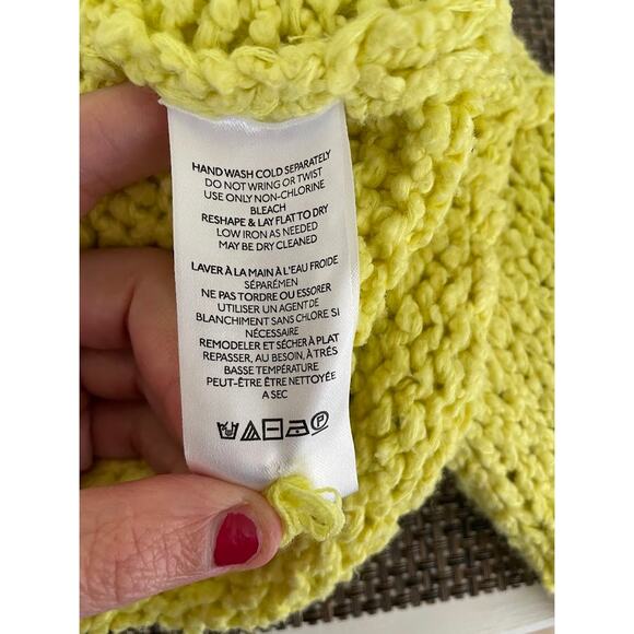 Anthropologie Mock Neck Sweater Oversized Yellow Knit Wide Sleeve Boho Pullover - Picture 11 of 14